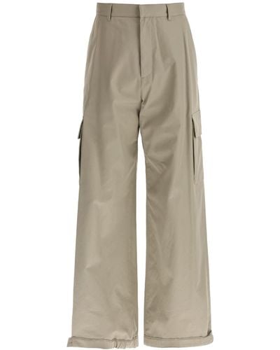 Off-White c/o Virgil Abloh Off- Wide-Legged Cargo Trousers With Ample Leg - Natural