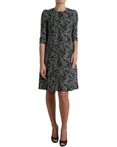 Dolce & Gabbana Black Chevron Polyester Shift Mini Dress