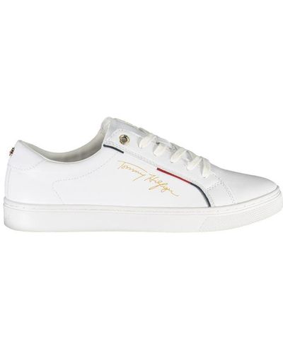Tommy Hilfiger Elegant Lace-Up Trainers With Contrast Detail - White
