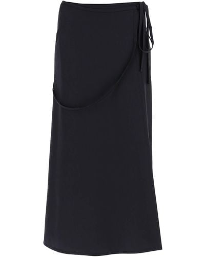 Lemaire Wool Wrap Skirt With Pockets - Black