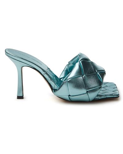 Bottega Veneta Light Blue Metal Mule 'lido' Sandal