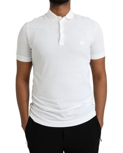 Dolce & Gabbana Crown Patch Cottoncollared Polo T-Shirt - White