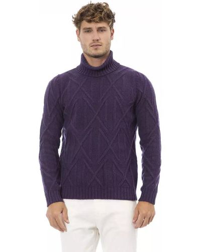 Alpha Studio Elegant Turtleneck Sweater For - Purple