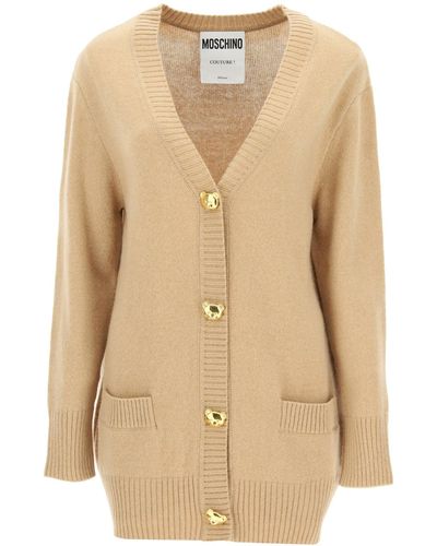 Moschino Oversized Cardigan With Teddy Bear Buttons - Natural