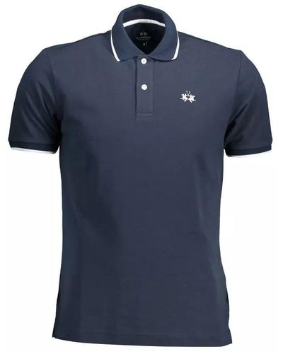 La Martina Elegant Contrasting Detail Polo Shirt - Blue