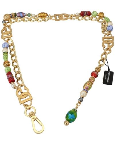 Dolce & Gabbana Gold Tone Dg Logo Waist Chain Belt - Metallic