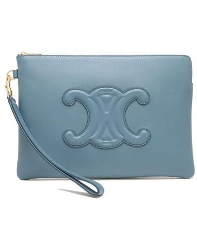 Celine Light Blue Leather Clutch Bag