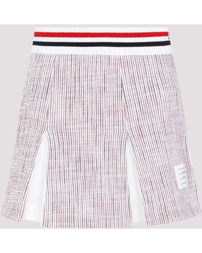 Thom Browne White Cotton Box Pleated Mini Skirt - Pink