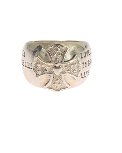 Nialaya Silver Cross 925 Sterling Ring - Black