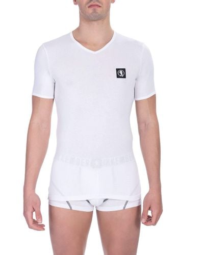 Bikkembergs V-Neck Cotton Blend T-Shirt – Timeless Style - White