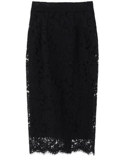 Dolce & Gabbana Lace Pencil Skirt With Tube Silhouette - Black