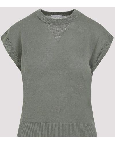 Peserico Green Cotton Linen Jumper - Grey