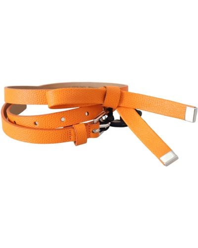 Ermanno Scervino Elegant Leather Double Buckle Belt - Orange