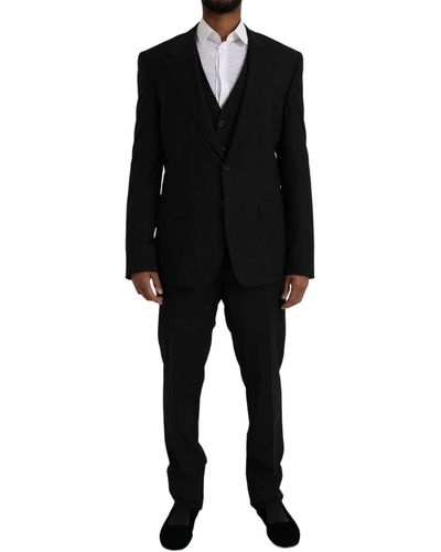 Dolce & Gabbana Polyester Staff Formal 3 Piece Suit - Black