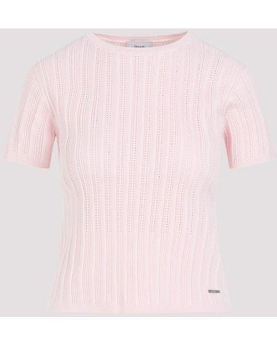 Erdem Shell Pink Cotton Short Sleeve Crew Neck Knit Top