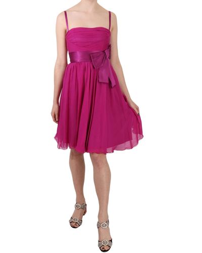Dolce & Gabbana Dolce Gabbana Fuchsia Pink Bow Silk Sleeveless Dress