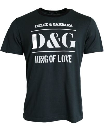 Dolce & Gabbana Logo Print Crewneck Short Sleeve T-Shirt - Black