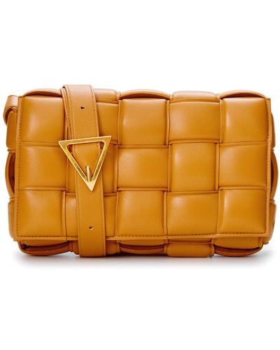 Bottega Veneta Caramel Padded Cassette Leather Cross Body Bag - Orange