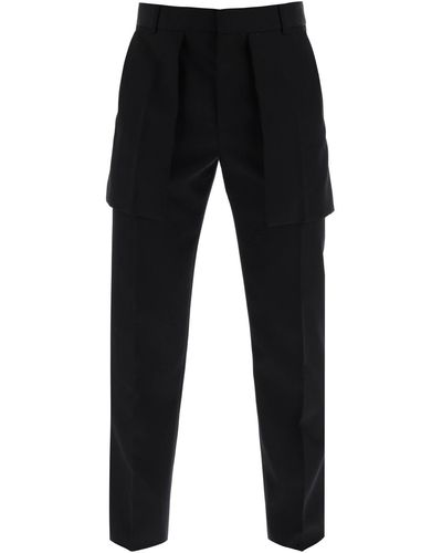 Alexander McQueen Exposed Pocket Barathea Trousers - Black