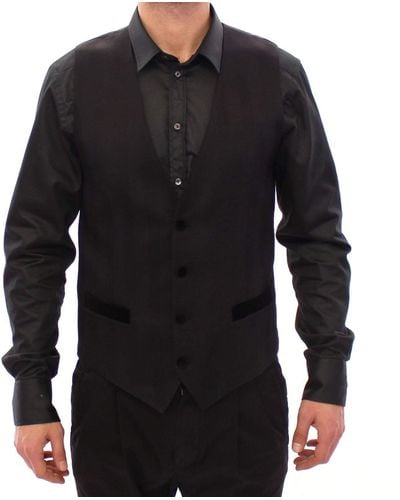 Dolce & Gabbana Dolce Gabbana Wool Silk Dress Vest Gilet Weste - Black