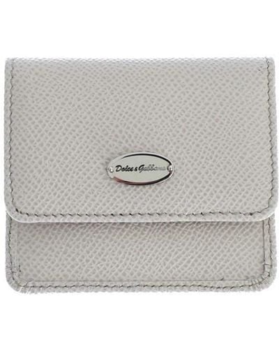 Dolce & Gabbana White Dauphine Leather Case Purse - Gray
