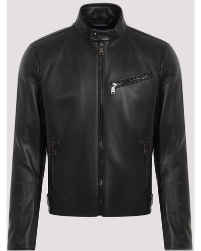 Ralph Lauren Purple Label Black Randall Lined Leather Jacket