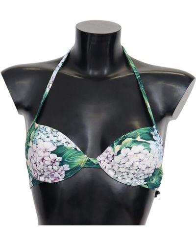 Dolce & Gabbana Colour Floral Print Beachwear Bikini Tops - Black