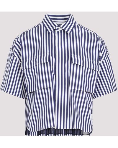 Sacai Navy Blue Cotton Thomas Mason Shirt