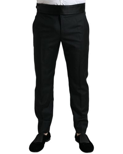 Dolce & Gabbana Wool Pleat-front Trousers Black