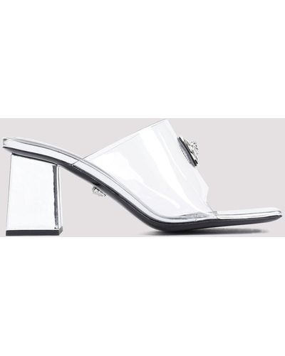 Versace Transparent Pvc And Silver Leather Mules - White