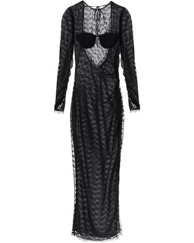 Alessandra Rich Long Lace Gown - Black