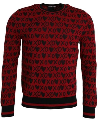 Dolce & Gabbana Xoxo Crew Neck Pullover Jumper - Red