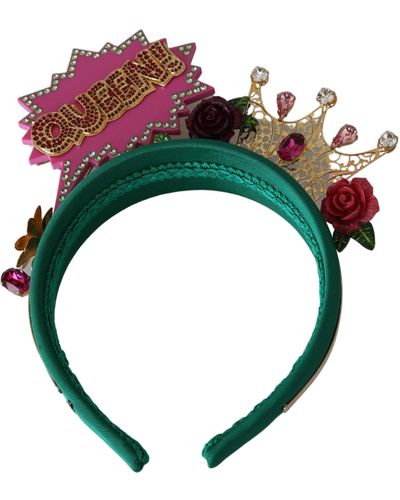 Dolce & Gabbana Green Pink Crystal Fumetti Cartoons Diadem Headband - Multicolor