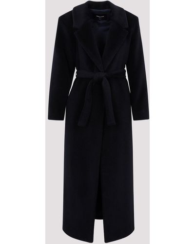 Fabiana Filippi Blue Wool Belted Coat - Black
