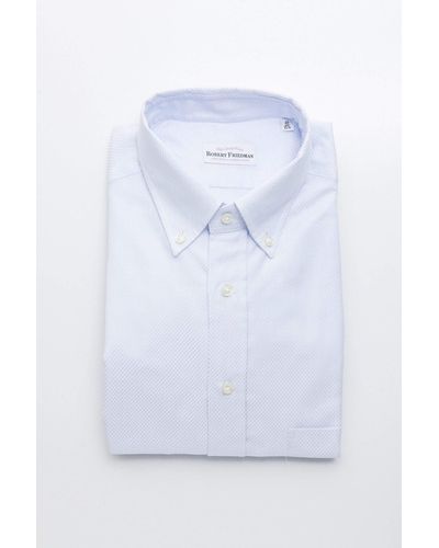 Robert Friedman Elegant Light Blue Cotton Shirt For Men