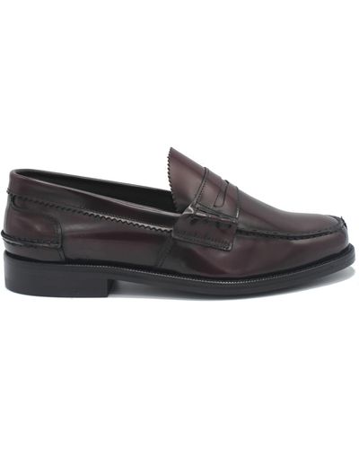 Saxone Of Scotland Bordeaux Spazzolato Leather Mens Loafers Shoes - Black
