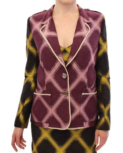 House of Holland Purple Chequered Blazer Jacket - Multicolour