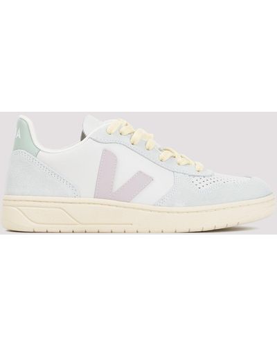 Veja White And Green V10 Leather Trainers
