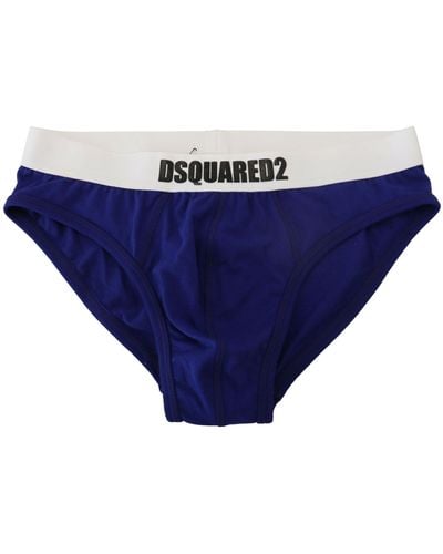 DSquared² Blue White Logo Cotton Stretchbrief Underwear