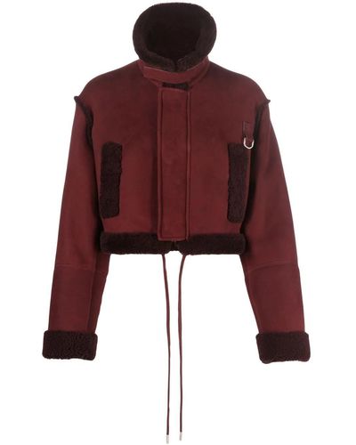 Off-White c/o Virgil Abloh Cropped Shearling Jacket - 40 Vino - Red