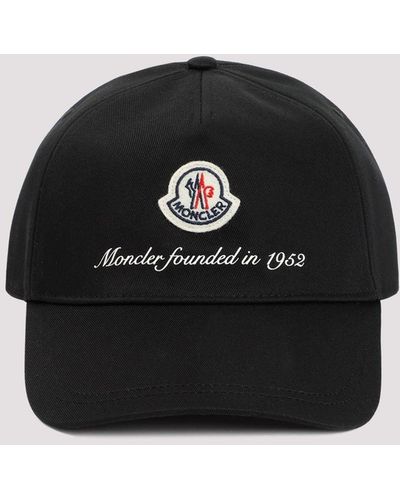 Moncler Black Cotton Logo Cap