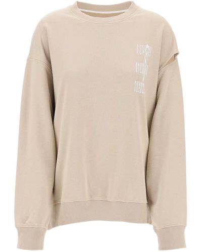 MM6 by Maison Martin Margiela Crewneck Sweatshirt With Side Cut - Natural