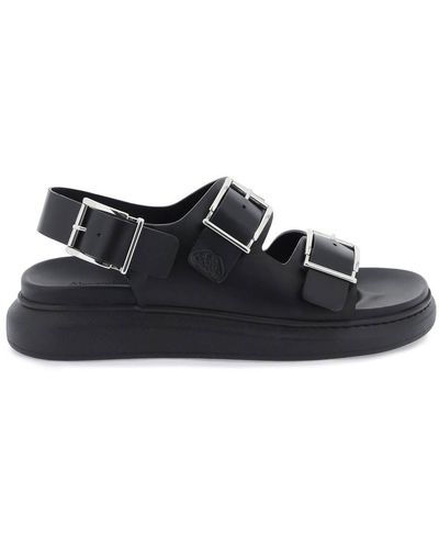 Alexander McQueen Leather Sandals With Maxi Buckles - Black