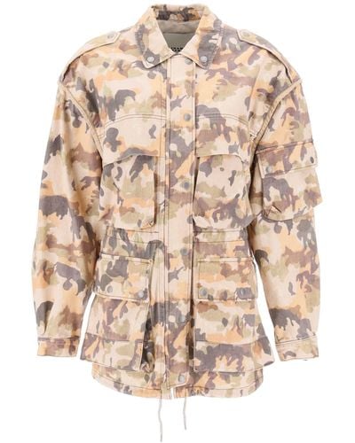 Isabel Marant 'elize' Jacket In Cotton With Camouflage Pattern - Natural