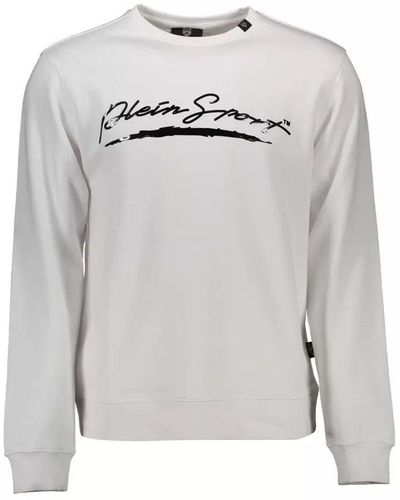 Philipp Plein White Cotton Sweater - Gray