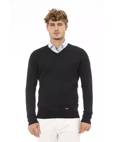Baldinini Elegant V-Neck Cashmere Blend Sweater - Black