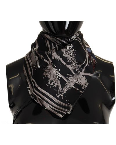 Dolce & Gabbana Black Birds Silk Square Handkerchief Scarf