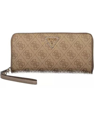 Guess Chic Beige Designer Wallet With Ample Storage - Natural