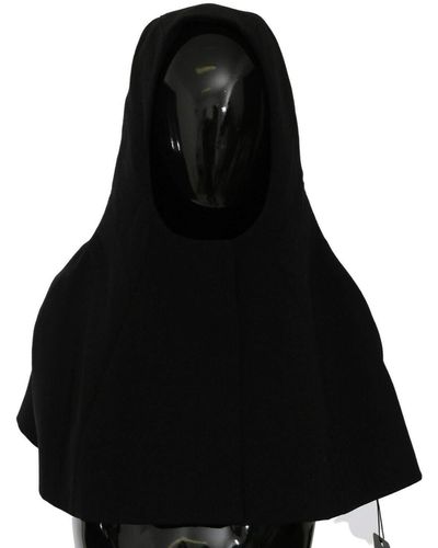 Dolce & Gabbana Wool Whole Head Hooded Scarf Hat - Black
