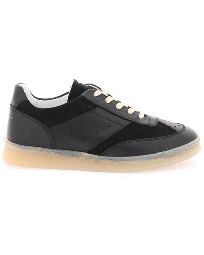 MM6 by Maison Martin Margiela Leather Court Sneakers - Black